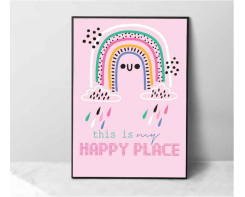 kids room wall print | pink smiling cloud 