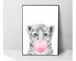 Tiger with bubblegum | Kids room art